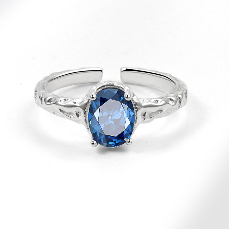 Women's Blue Zircon Fashionable All-Match Open Ring