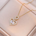 Affectionate Titanium Steel Light-Luxury Jewelry Diamond-Inlaid Heart Choker Necklace For Women