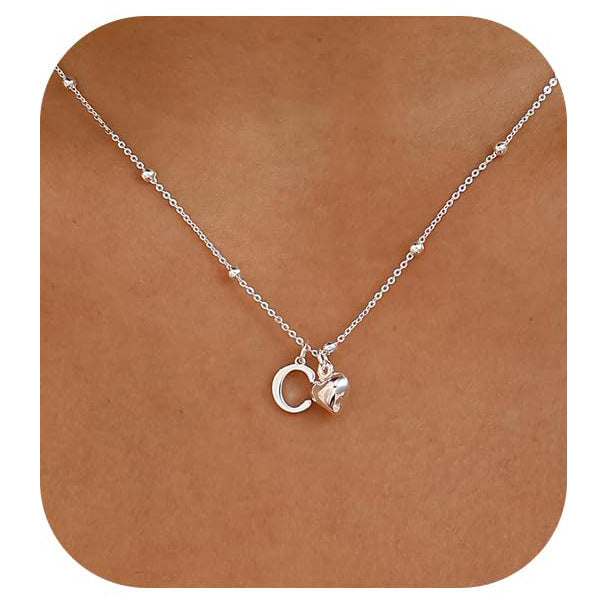 Initial Letter Stainless Steel Minimalist Cool-Girl Style Heart Pendant Necklace