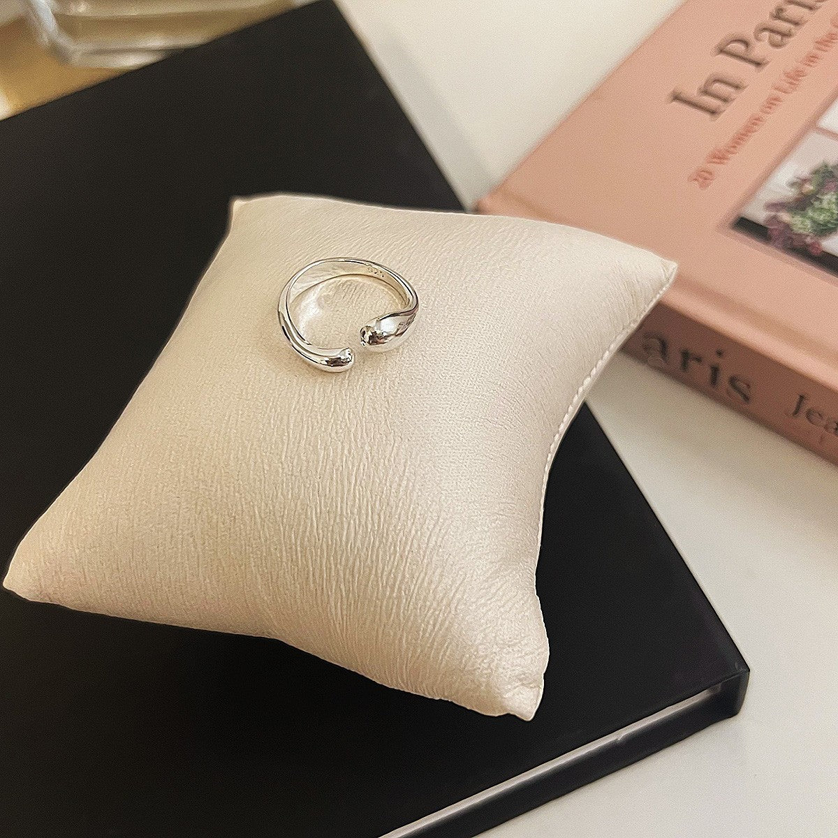 925er Silber Vintage gedrehter Kettenring, verstellbarer minimalistischer Statement-Ring für Damen, Modeschmuck