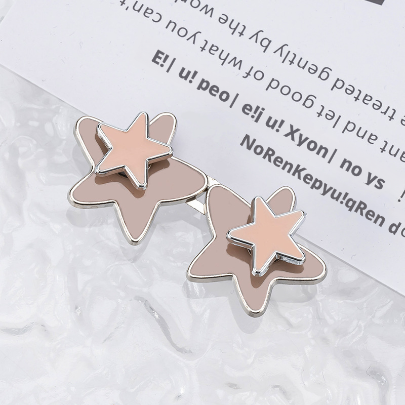 Double-layer star waist buckle-pink-alloy-1 pair