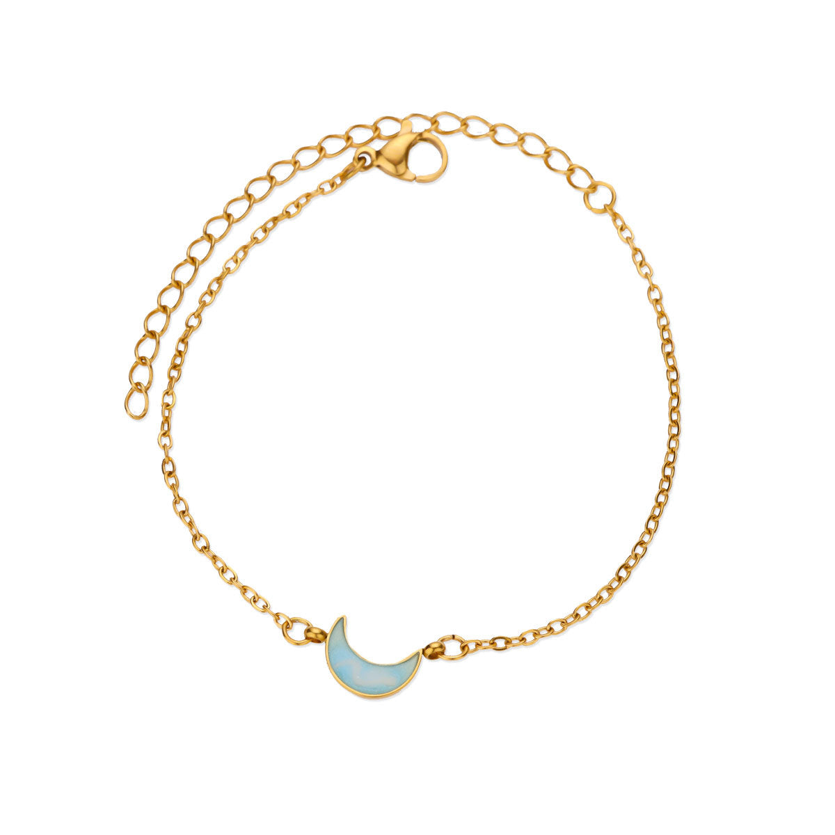 Japan-Korea Style Minimalist Colorful Dripping-Oil Moon Bracelet For Women