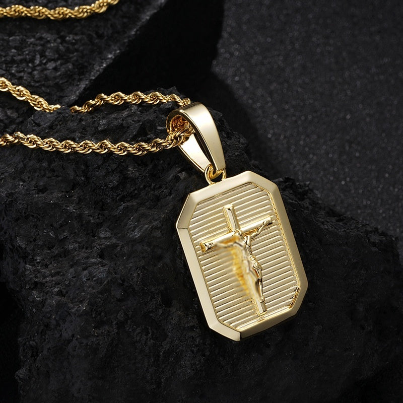 Niche Cross Necklace 18k Gold-plated High-end Cross Pendant Square Design