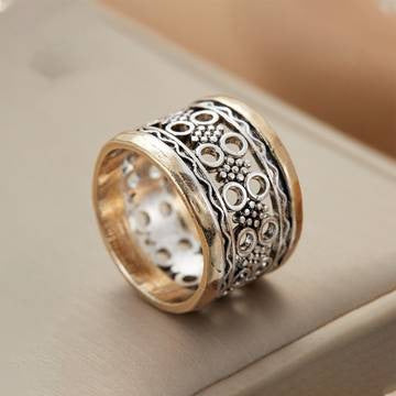 Retro Distressed Wide-ring Versatile And Easy To Match