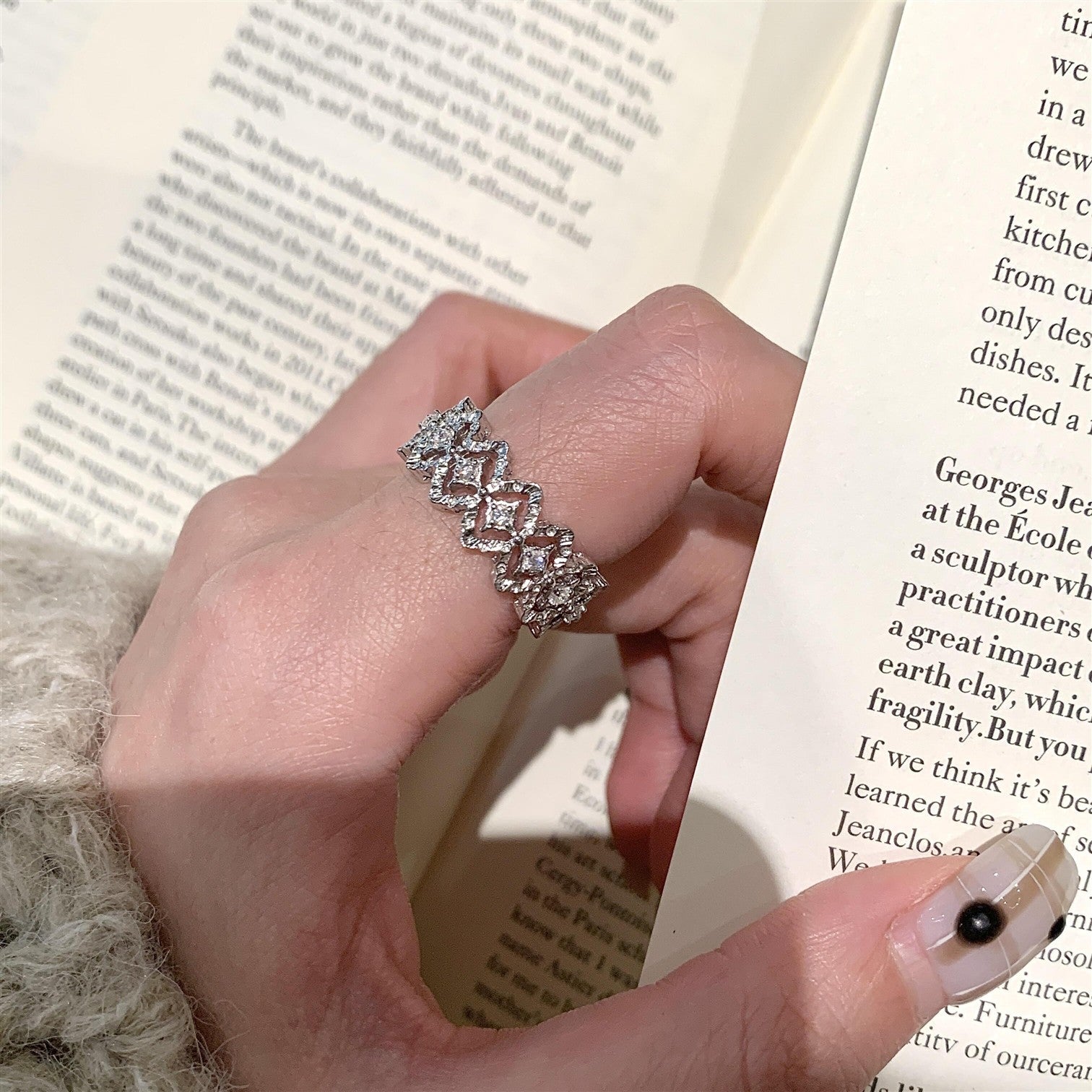 Vintage S925 Silberringe für Damen, minimalistisches High-End-Design, nicht verblassender leichter Luxus-Fingerschmuck