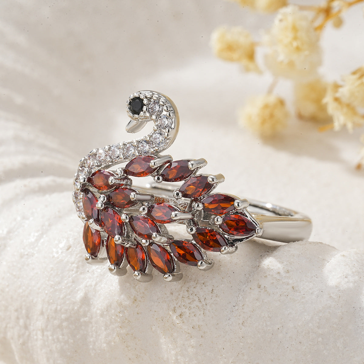 Colorful Zircon Cute Swan Ring
