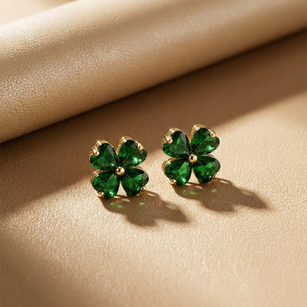 Light Luxury Fashionable Versatile New Diamond-Encrusted Four-Leaf Clover Necklace For Women