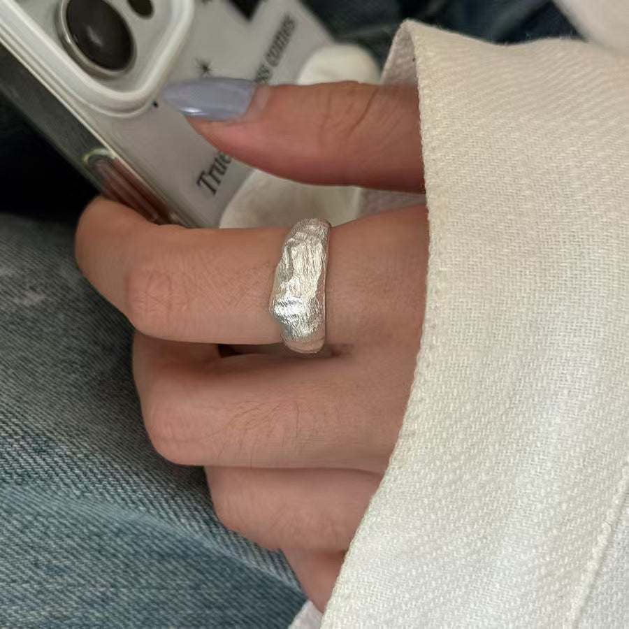 Vintage Baguette-Schliff Zirkonia Bandring, strukturierter Milgrain-Rand versilbert Statement-Ring für Damen