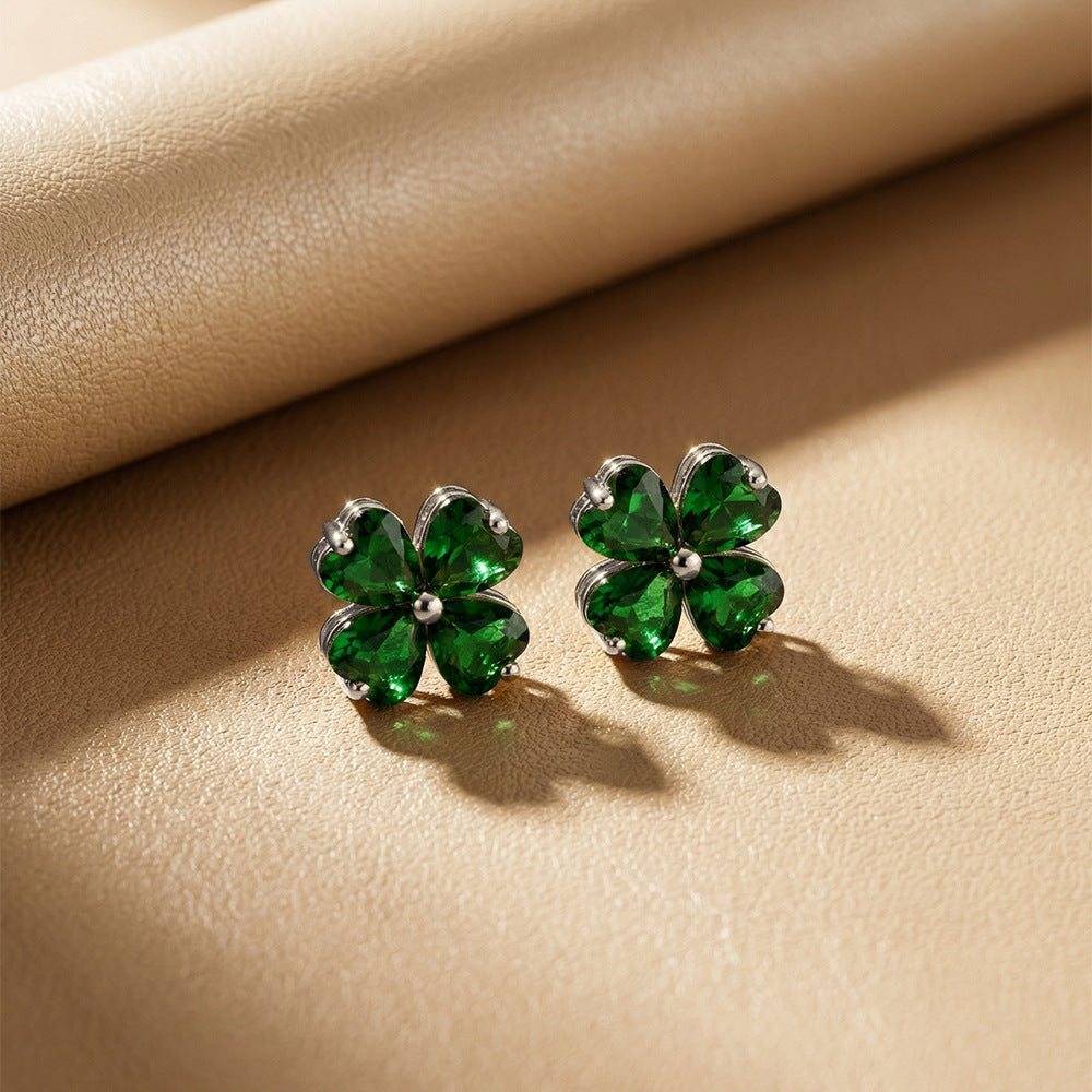 Light Luxury Fashionable Versatile New Diamond-Encrusted Four-Leaf Clover Necklace For Women