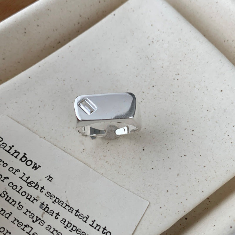 Geometrischer rechteckiger Ring für Damen, Vintage minimalistischer schlichter Ring, einzigartiger High-End offener verstellbarer Zeigefingerring