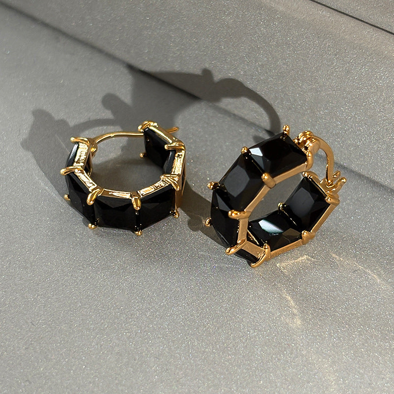 Exquisite goldverzierte, diamantbesetzte Zirkon-Ohrringe für Damen