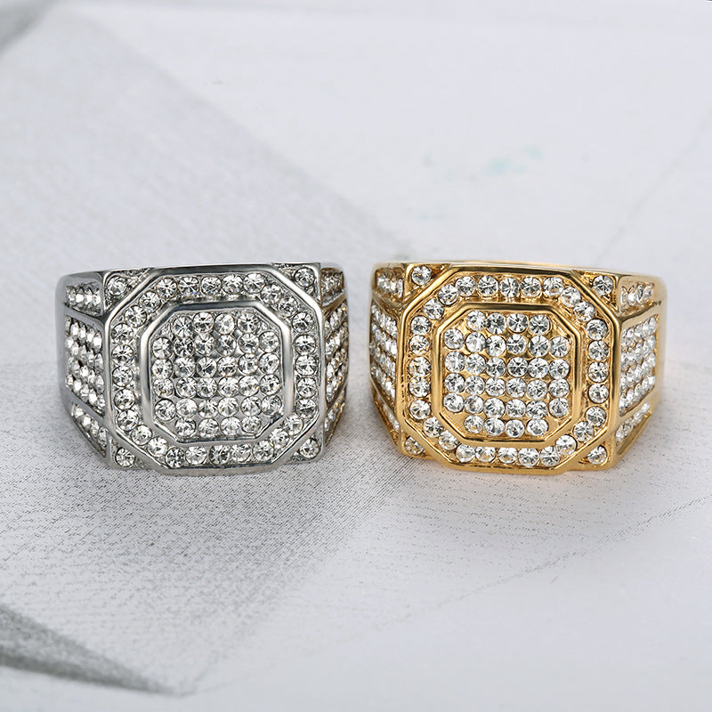 Full-Crystal Luxury Hip-Hop Men's Ring