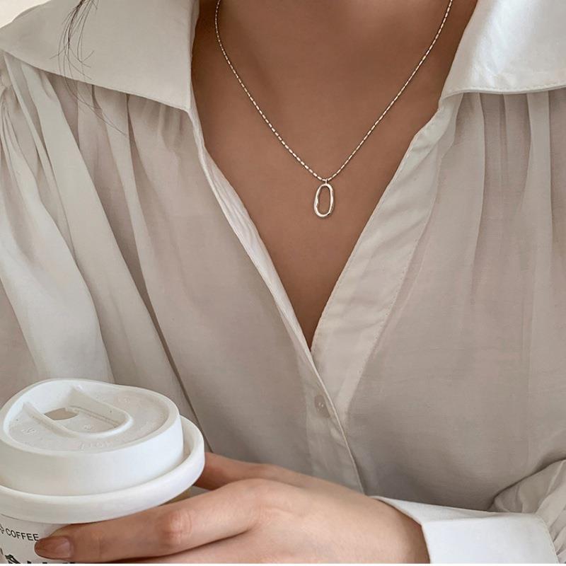 New Oval Figaro Chain S999 Sterling Silver Necklace For Women, Light Luxury High-End INS Trending Jewelry