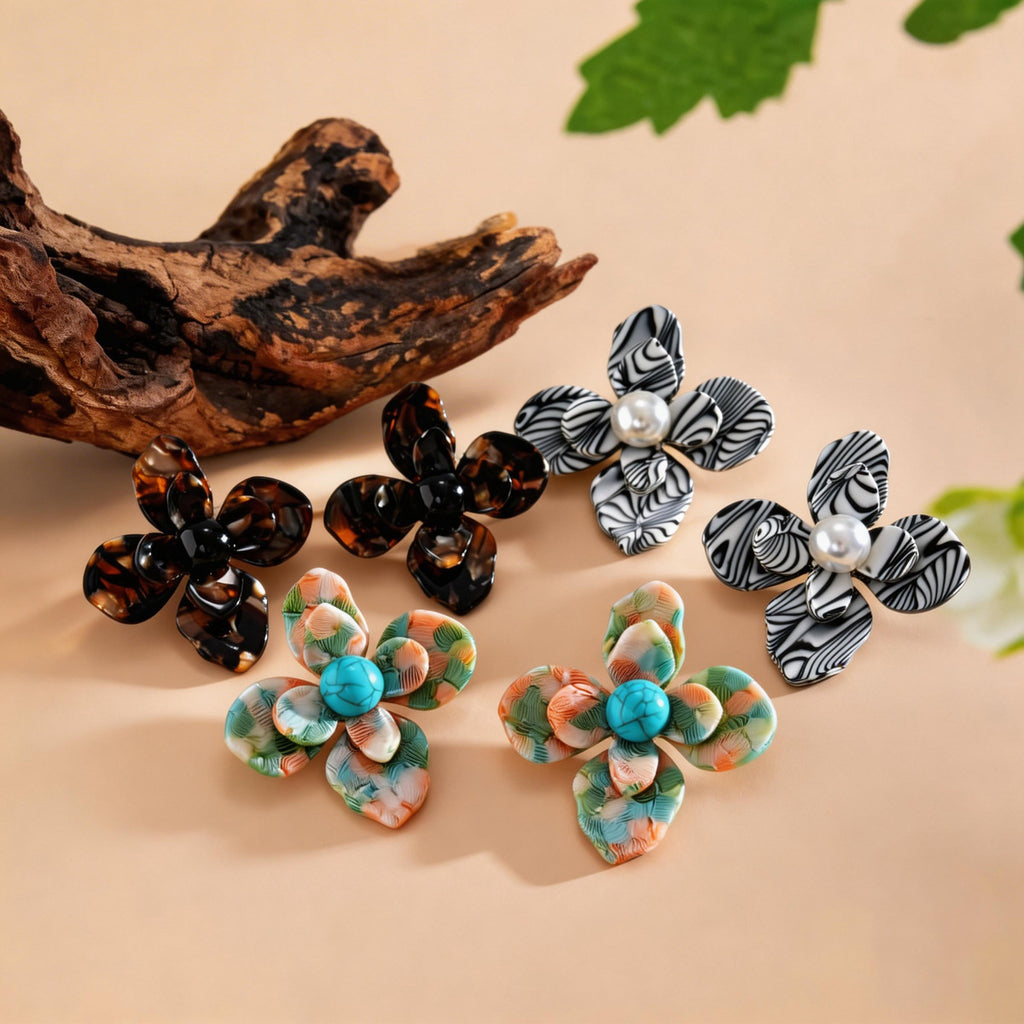 Retro Harz Blumen Ohrstecker