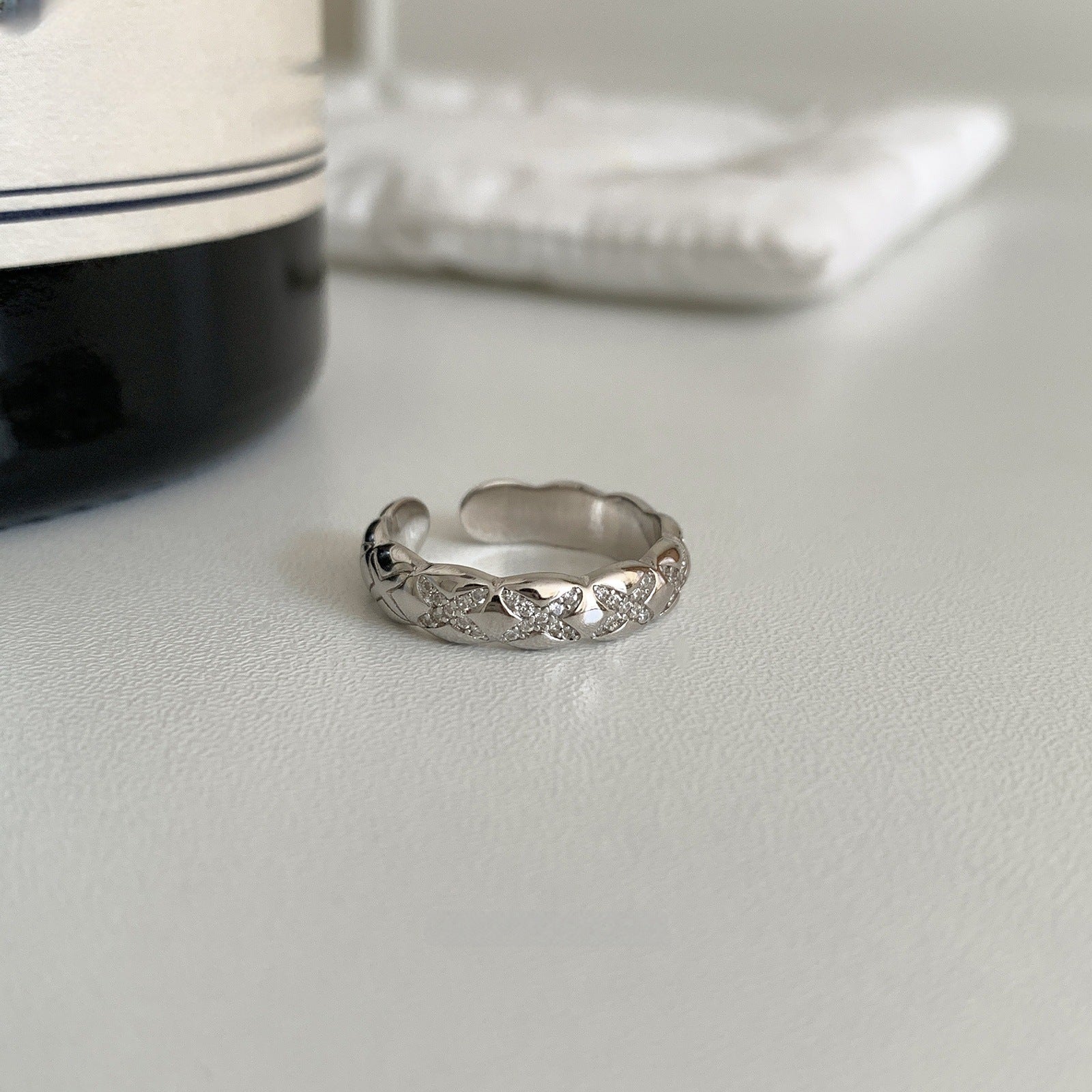 Vintage S925 Silberringe für Damen, einfacher luxuriöser stilvoller Fingerschmuck