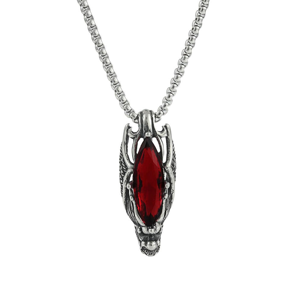 Retro Fashionable Men's Gemstone Dragon Stainless Steel Pendant