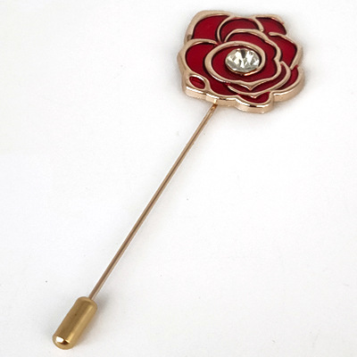 Rose brooch-maroon-zinc alloy-1 piece