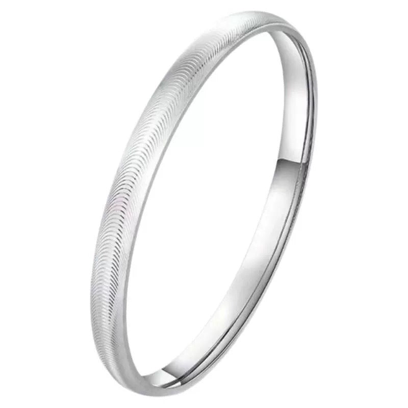 9999 Solid Silver Closed Bangle Bracelet - Brushed Finish Minimalist Smooth Band for Women