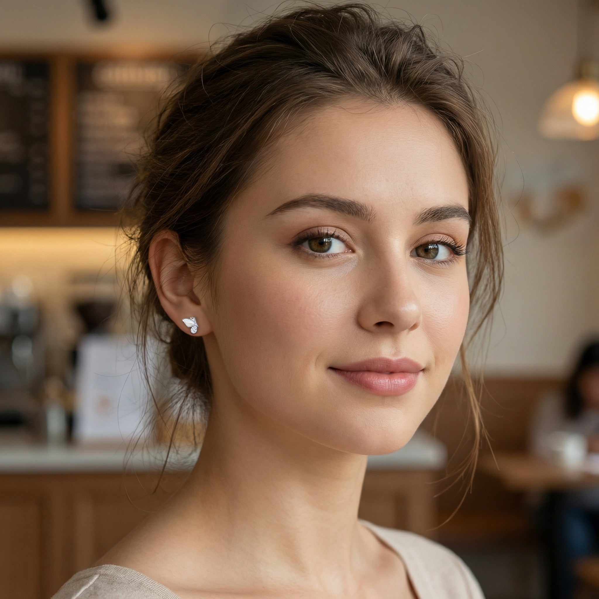 925 Sterling Silver Elegant Butterfly Stud Earrings with Iridescent Inlays and Sparkling Crystals