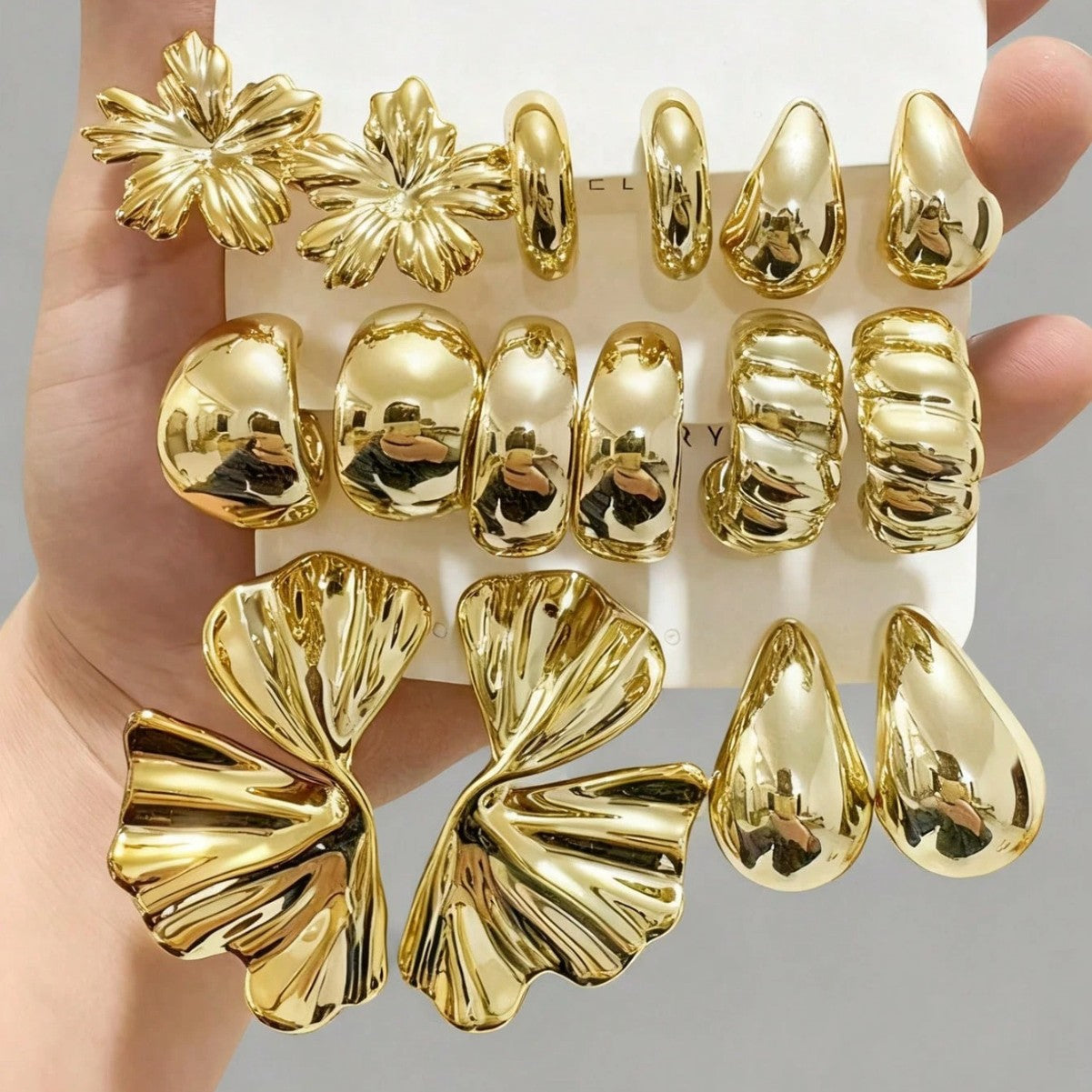 INS Style Luxury Geometric Hoop & Stud Earrings For Women, Vacation Statement Earrings Set, 8 Pairs Pack Trendy Boho Beach Jewelry Gift